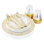 Round Elama Plastic Dinnerware Set, White/Gold, 150 Piece~#|#~3F4E79FF-0EC2-48F5-8190DD39A985BD76_sc7