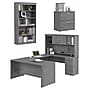 Bestar Logan 66"W U or L Shaped Desk with Hutch, File Cabinet, and Bookcase, Bark Gray (46851-47)~#|#~41557DAF-CAD2-41EB-B5F054EDBDEEBA64_sc7