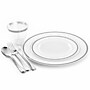 Round Elama Plastic Dinnerware Set, White/Silver, 150 Piece~#|#~424491C9-8933-4168-9F97AC65B4C65A95_sc7