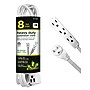GoGreen Power 8' Extension Cord, 3-Outlet, 16 AWG, White (GG-19608)~#|#~46AC26D1-527B-4134-995BBB2E2F16CDFF_sc7