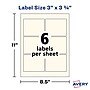 Avery Print-to-the-Edge Laser/Inkjet Rectangle Labels, 3" x 3 3/4", Pearlized Ivory, 48 Labels/Pack (22823)~#|#~47380D6F-C3E1-4766-A1F6E23B353F2BCE_sc7