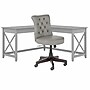 Bush Furniture Key West 60" L-Shaped Desk with Mid-Back Tufted Office Chair, Cape Cod Gray (KWS045CG)~#|#~48266890-CEF1-4907-89E72B368E8694A4_sc7