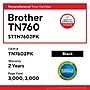 Staples Remanufactured Black High Yield Toner Cartridges Replacement for Brother TN760, 2/Pack (STTN7602PK)~#|#~4895E284-B5F1-48BA-AB68F73F78F68FCA_sc7