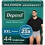 Depend Fresh Protection Adult Incontinence Underwear for Men, Disposable, XXL, Grey, 44 Count (53305)~#|#~4962291A-3F6F-49C5-A5BB3CC554546A52_sc7