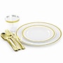 Elama Plastic Dinnerware Set, White/Gold, 150 Pieces/Set (935124340M)~#|#~49FABBCD-E81F-4FEC-842DE05BD5EAC3D8_sc7