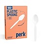 Perk Heavy-Weight Plastic Spoons, 100 Count Disposable Spoons for Breakfast, Desserts & Everyday Use, White~#|#~4A387620-9458-4B35-958B24FAA6BF5150_sc7
