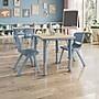 Flash Furniture Emmy Rectangular Activity Table Set, 26.5" x 21.75", Height Adjustable, Natural Woodgrain/Dusty Blue ~#|#~4AB4F9AC-25A8-412F-8F414264B68B79DE_sc7