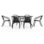 Flash Furniture Lila 55" Patio Table with Umbrella Hole and 6 Slat Stack Chairs, Black (TLH089R017CBK6)~#|#~4BCED130-65E5-4F08-8DC673926220FF8B_sc7