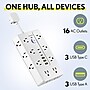 Overtime OS70 22-in-1 Multi-Port 16-Outlet 3 USB-A 3 USB-C Ports Power Strip, White (OADOS70)~#|#~4E64B79E-2160-40F2-8E20736A6087B3BC_sc7