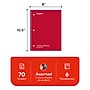STAPLES 1‑Subject Spiral Notebook, 8” x 10.5”, College Ruled, 70 Sheets, Assorted Colors, 6‑Pack~#|#~5025BC9A-478A-4ADC-918E9C8750FA9ADC_sc7