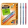 BIC Round Stic Xtra-Life Ballpoint Pen, Medium Point, 1.0mm, Assorted Ink, 60/Pack (GSM609-AST)~#|#~50BF8FB1-1238-47E6-BE70C8378538C1DA_sc7