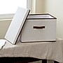 Household Essentials Large Stackable Folding Fabric Wide KD Storage Box With Lid, 12" x 18.5"x 15", 57.7 Qt., Cream (521-1)~#|#~51809EE9-68C6-42F9-8BB6E4DD430E84FF_sc7