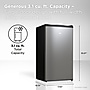 TCL 3.1 Cu. Ft. Compact Single Door Refrigerator, Silver (TRM31S4AV)~#|#~51D76612-EC30-4083-BA86FB9626C64EF3_sc7