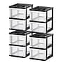 Iris 2-Compartment Stackable Desktop Storage Drawer, Black/Translucent White, 4/Carton (116352CT)~#|#~54B7EA02-10A1-491B-9907F7F4E2C5436E_sc7