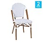 Flash Furniture Lourdes Contemporary Aluminum and PE Rattan Bistro Stack Chairs, White/Gray/Natural, Set of 2 (2SDA6421FWHGYNT)~#|#~54D3725A-AAB2-46B4-B860FDAB5C9F5CA1_sc7