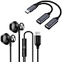 Delton 15EC Wired Earbuds & 2-in-1 USB-C Splitter Adapter Bundle, Black (DWH15ECKT1)~#|#~559CDFE4-29D4-4CE0-A09D3EFD52389AF6_sc7