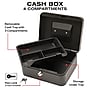 Excello Brands Steel Cash Box with Key Lock, 4 Compartments, Black (CHBX-6202-KY)~#|#~56F9F7B6-574A-4D79-9845D360ADF1DB68_sc7