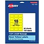 Avery Laser/Inkjet Rectangle Multipurpose Labels, 1-1/4" x 2-3/8", Neon Yellow, 720/Pack (94227)~#|#~595180ED-6D4A-477E-8E663E708775A5B2_sc7