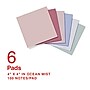 Staples Ultra Sticky Notes, 4" x 4", Ocean Mist Collection, 100 Sheets/Pad, 6 Pads/Pack (ST62876)~#|#~5B75CE5C-50D7-4C24-873500E6D51BB49C_sc7