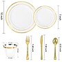 Elama Plastic Dinnerware Set, White/Gold, 150 Pieces/Set (935124340M)~#|#~5BCD4A22-28CE-43EE-BCAC65C21513DCFB_sc7