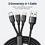 CODi Multi-Charging 4 ft. Braided USB-A Cable with USB-C/Micro USB/Lightning Connectors, Black (A01068)~#|#~5D8FB97D-1D13-4296-877F9354DB69E4D3_sc7