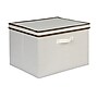 Household Essentials Large Stackable Folding Fabric Wide KD Storage Box With Lid, 12" x 18.5"x 15", 57.7 Qt., Cream (521-1)~#|#~5F533D8D-86C2-4D17-9581EEFEBCDCFD7F_sc7