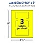 Avery Laser/Inkjet Rectangle Multipurpose Labels, 2.5" x 5", Neon Yellow, 30/Pack (94246)~#|#~5FFAD677-69DD-450E-BC863EDE15504B09_sc7