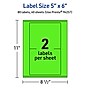Avery Rectangle Multipurpose Labels, 5" x 6", Neon Green, 80/Pack (94257)~#|#~611C8987-3454-4D5C-88280D427B4D1A57_sc7