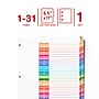 Staples Customizable Table of Contents Numeric Dividers, 1–31 Tabs, Multicolor~#|#~612860AF-D796-4451-93C4592D3BF10B7A_sc7