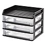 Iris Medium 3-Drawer Desktop Storage, Plastic, Black/Clear, 2/Carton (150181CT)~#|#~618B8EB5-A6D0-416A-B4F33D905689F19A_sc7