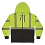 GloWear 8318BK High Visibility Long Sleeve Black Bottom Hooded Zip-Up Sweatshirt, ANSI Type R Class 3, Lime, 2XL (23066)~#|#~61B48F5A-E730-4407-90CB7B39F9980331_sc7