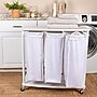 Household Essentials 3-Section Rolling Laundry Sorter with Lid, Polyester, White (HE1119)~#|#~6733BFFC-7BD1-49EC-9238BF5643098B97_sc7