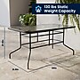 Flash Furniture Lila 55" Patio Table with Umbrella Hole and 6 Slat Stack Chairs, Black (TLH089R017CBK6)~#|#~67ADFC98-AD1D-4454-A0DC3B9CE994B11D_sc7