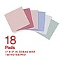 Staples Pop-up Sticky Notes, 3" x 3", Ocean Mist Collection, 100 Sheets/Pad, 18 Pads/Pack (ST62873)~#|#~68A2767A-E47C-43E1-950D77608E6786F6_sc7