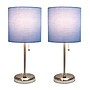 Creekwood Home Oslo Duo 19.5" LED Table Lamp with USB Port, Brushed Steel/Blue Shade, 2/Set (CWT-2012-BL-2PK)~#|#~6AB7E687-03CE-4714-A38F63D235C016CB_sc7