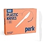 Perk Heavy-Weight Plastic Knives, 100 Count Disposable Knives for Meals & Desserts, White~#|#~6B38D9F7-30A7-4D47-9341ED702B5FE5C8_sc7