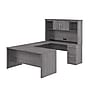 Bestar Logan 66"W U or L Shaped Desk with Drawers and Hutch, Bark Gray (46410-47)~#|#~6C84F844-68B1-4EA9-AE508F23566AAEE8_sc7