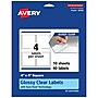 Avery Laser/Inkjet Square Glossy Labels, 4" x 4", Clear, 40 Labels/Pack (94100)~#|#~6E501537-A467-4D2E-A98A0431026F57F1_sc7