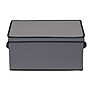 Household Essentials 38.12 Quart Wine Glass Storage Box with Lid, Fabric, Gray (52542-1)~#|#~70850D2D-EBA7-4537-B973B832AC9F97F8_sc7