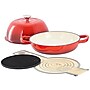 MegaChef Cast Iron 10.25" Bread Pot with Baking Mat, Red (935122994M)~#|#~70D18415-B962-4C41-83BF4ADB737C1F31_sc7