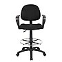 Boss Ergonomic Works Armless Drafting Stool with Backrest and Footrest, Tweed Fabric, Black (B1617-BK)~#|#~70EBFBB8-7603-4DA0-98A7D50CB692FA9C_sc7