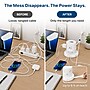 Uncaged Ergonomics Retractable Power Strip with USB-C, 4 AC Outlets, 4 USB Ports and 6ft Retractable Cord, White (RC-white)~#|#~74D47F2F-2856-4F39-BA0F471AFA1ABC30_sc7