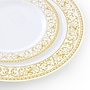 Round Elama Plastic Dinnerware Set, White/Gold, 150 Piece~#|#~760A7110-6F44-4F96-A1C22081440315D8_sc7
