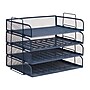 Staples Metal Mesh Side Loading Stackable Letter Tray, Letter Size, Navy Blue, 4/Pack (ST63844)~#|#~772C4DB9-E4D2-401C-8AFA8E4461143664_sc7