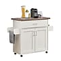 Techni Home Deluxe Mobile Kitchen Island Cart with Water Resistant Top, Storage Cabinets with Adjustable Shelves, and Spice Rack~#|#~791CAE06-B307-41D3-9C687326B35C35E6_sc7