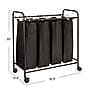 Household Essentials 4-Section Rolling Laundry Sorter, Polyester, Black (HE1112)~#|#~79AF641F-FE5A-49E3-9C98229960384A90_sc7