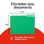 Staples File Folders, Letter Size, 1/3‑Cut Tabs, Assorted Positions, Green, Durable Paper Stock, 100/Pack~#|#~7D1465EA-4E34-48FE-A8ECA577E85A8CFB_sc7
