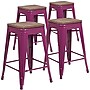 Flash Furniture Shania Industrial Metal Counter Height Stool without Back, Purple, 4-Pieces/Pack (4ETBT350324PURW)~#|#~7E79C507-9BF2-4365-82B58219294C7F4B_sc7