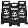 Gritt Commercial Safety "Caution Wet Floor" A-Frame/Sandwich Board Sign, 24"H, Black, 3/Pack (GRI184-BLK-3PK)~#|#~7F2D2975-137C-453B-846289115EB137EA_sc7