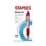 Staples Retractable Ballpoint Pens, Fine Point, Red Ink, Dozen (50787)~#|#~80637F22-3103-4439-BD14E5BE708D8F20_sc7